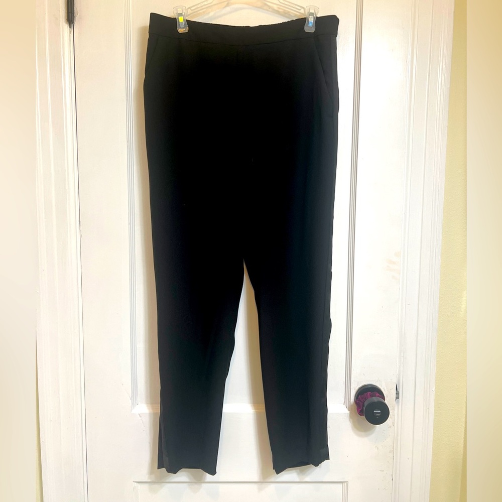 Black tuxedo pants with elastic waist by Express, size small